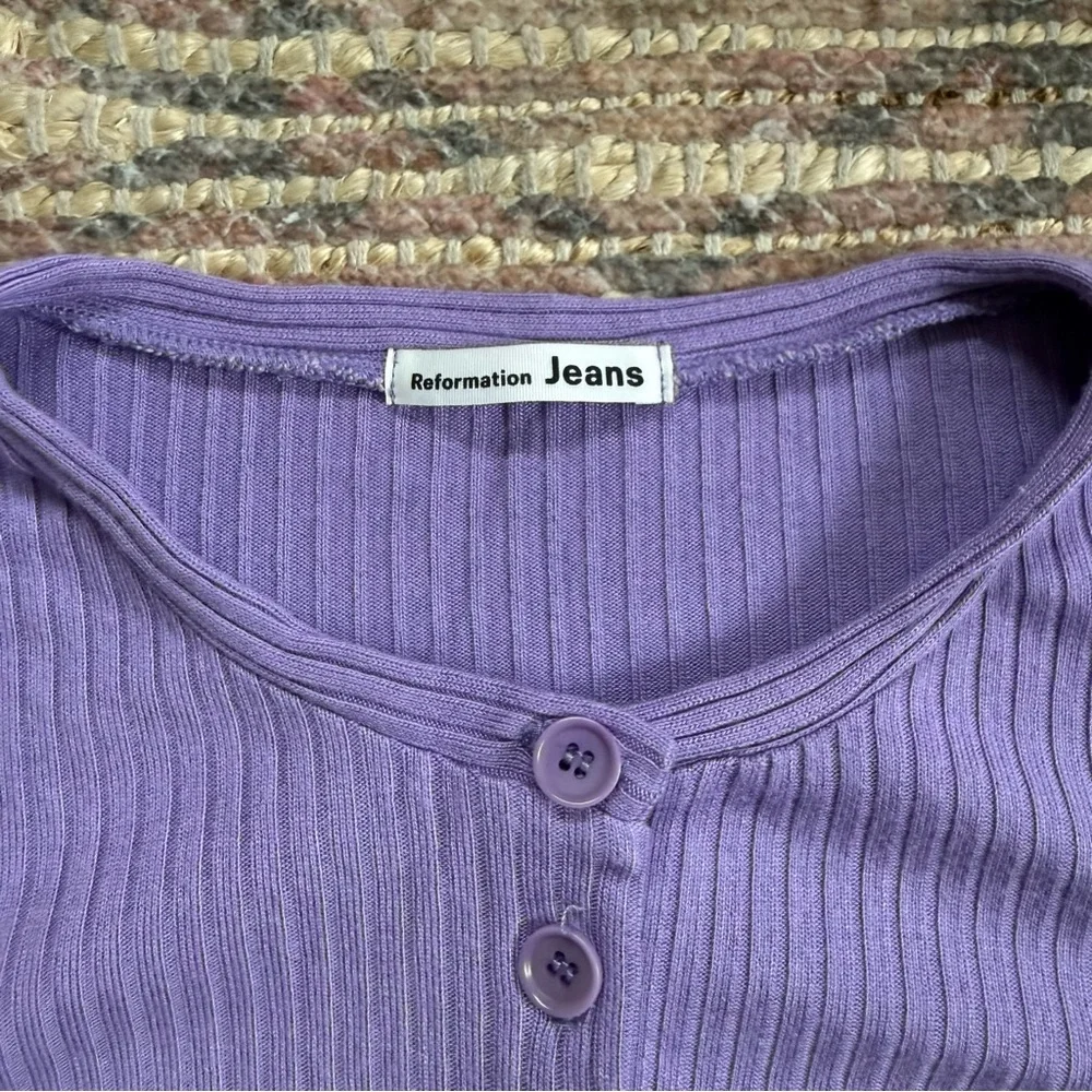 Reformation Purple Ribbed Cardigan - Picture 3 of 10